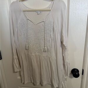 J. Jill Embroidered Boho Tunic with Bell Sleeves